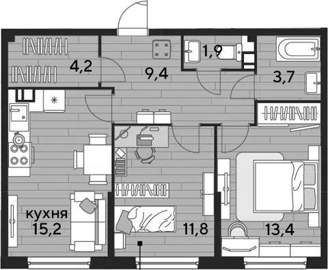 Планировка 2-к.кв