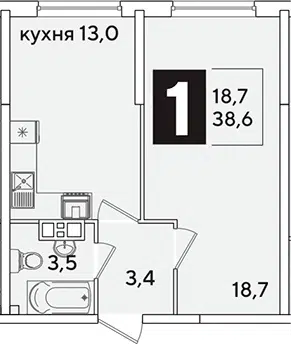 Планировка 1-к.кв