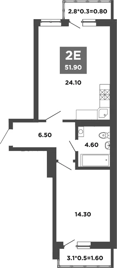 Планировка 2Е-к.кв