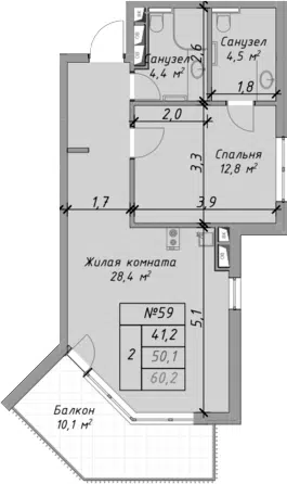 Планировка 2Е-к.кв