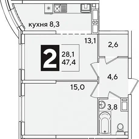 Планировка 2-к.кв