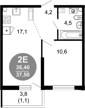 Планировка 2Е-к.кв