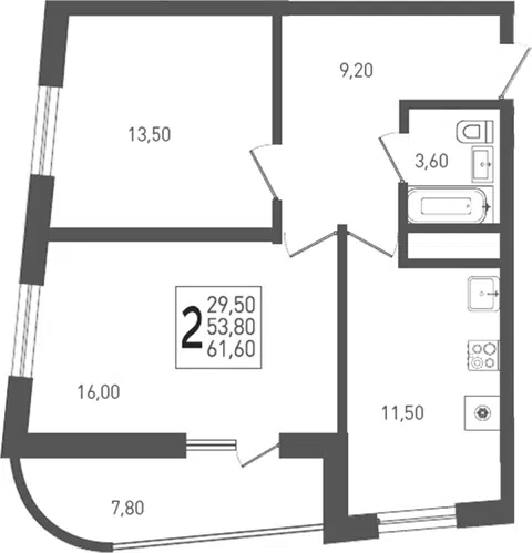 Планировка 2-к.кв