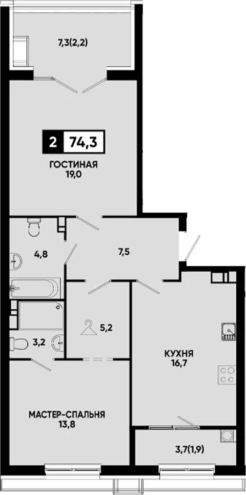 Планировка 2-к.кв