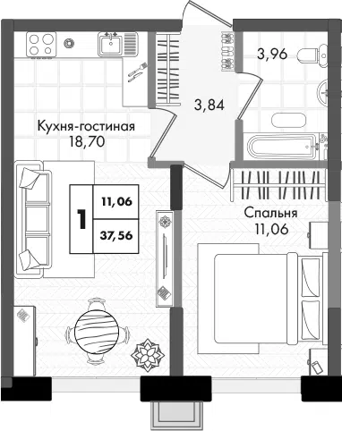 Планировка 2Е-к.кв