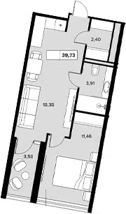 Планировка 1-к.кв