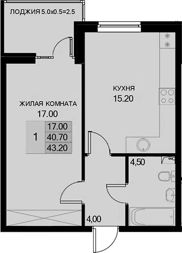 Планировка 1-к.кв