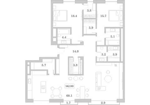 Планировка 3Е-к.кв