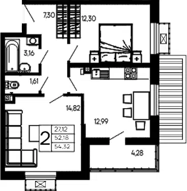 Планировка 2-к.кв