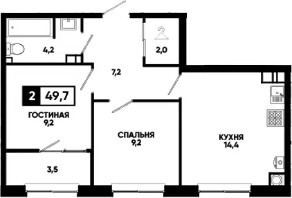 Планировка 2-к.кв
