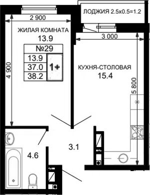 Планировка 2Е-к.кв