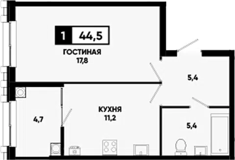 Планировка 1-к.кв