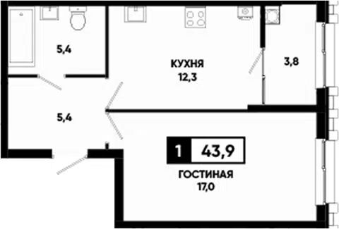Планировка 1-к.кв
