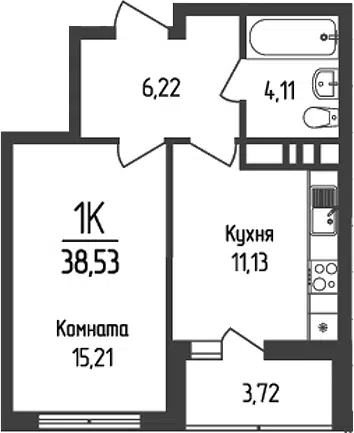 Планировка 1-к.кв
