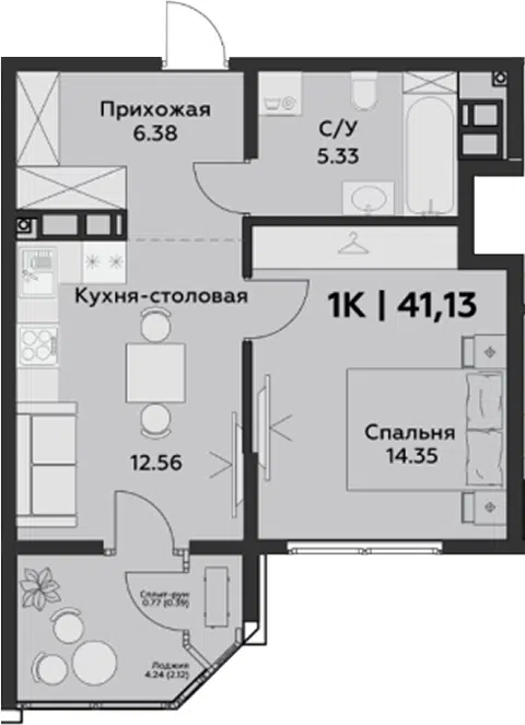 Планировка 2Е-к.кв