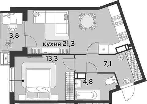 Планировка 2Е-к.кв