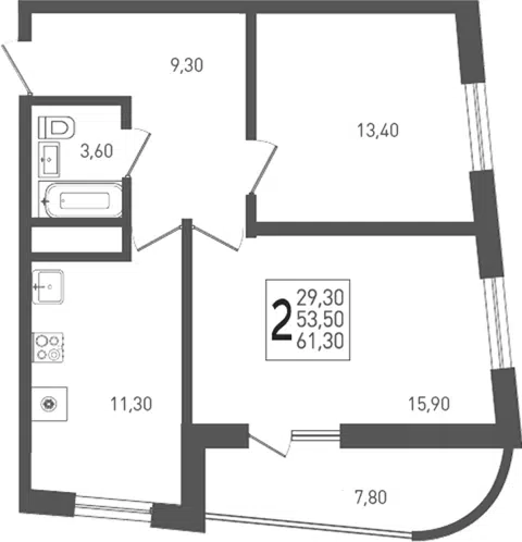 Планировка 2-к.кв