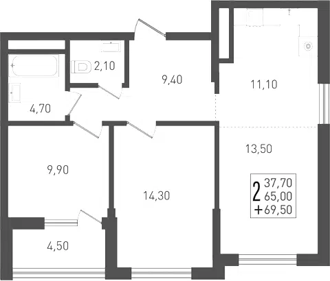 Планировка 3Е-к.кв