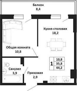 Планировка 2Е-к.кв