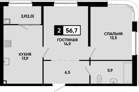 Планировка 2-к.кв