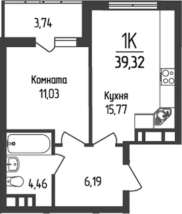 Планировка 1-к.кв