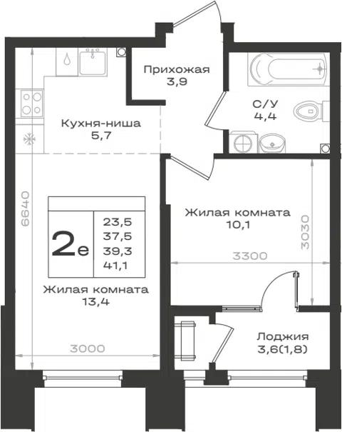 Планировка 2Е-к.кв