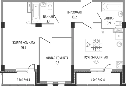 Планировка 3Е-к.кв