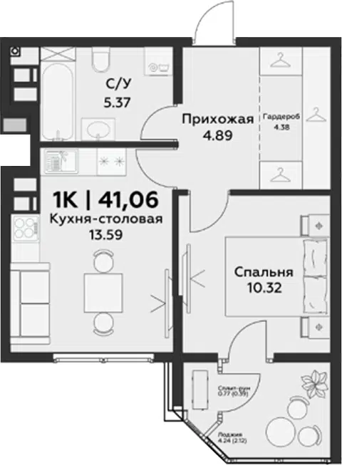 Планировка 2Е-к.кв