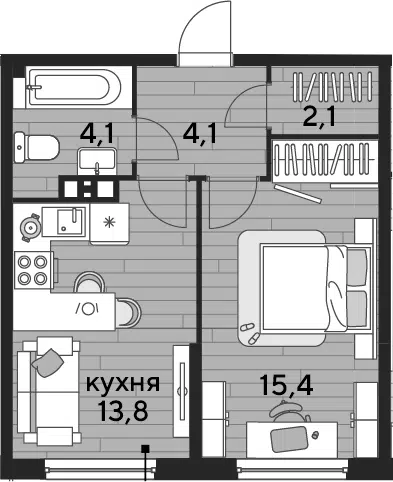 Планировка 1-к.кв