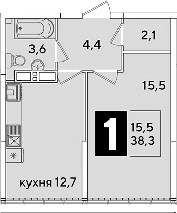 Планировка 1-к.кв