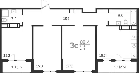 Планировка 4Е-к.кв