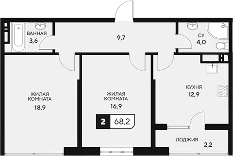 Планировка 2-к.кв