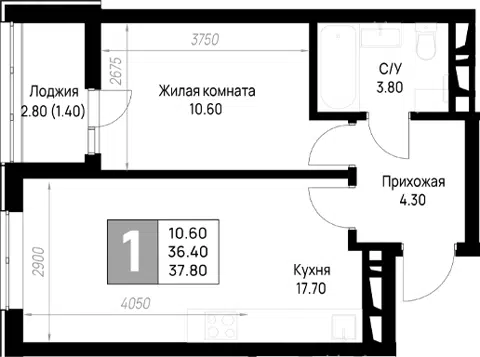 Планировка 1-к.кв