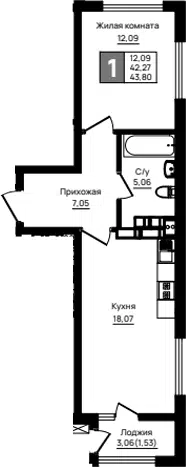 Планировка 1-к.кв