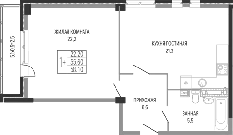 Планировка 2Е-к.кв