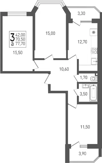 Планировка 3-к.кв