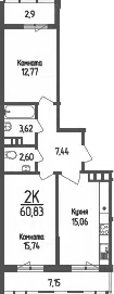 Планировка 2-к.кв