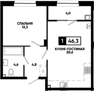 Планировка 1-к.кв