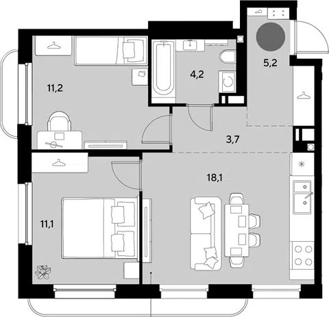 Планировка 3Е-к.кв