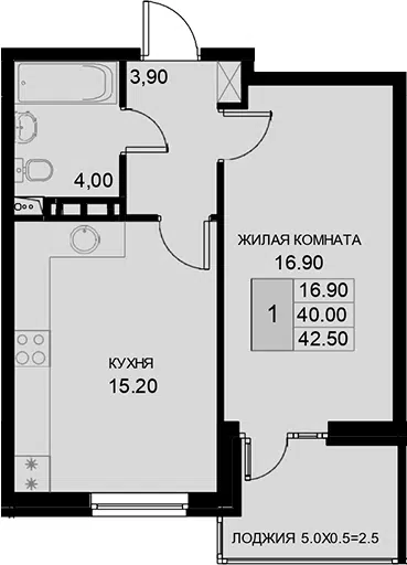 Планировка 1-к.кв