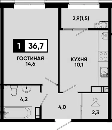 Планировка 1-к.кв