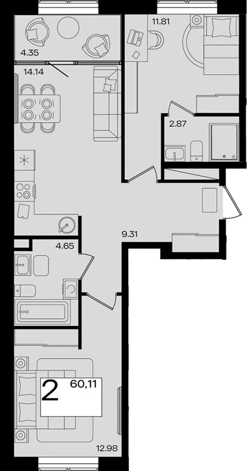 Планировка 3Е-к.кв