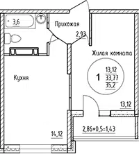 Планировка 1-к.кв