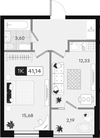 Планировка 1-к.кв