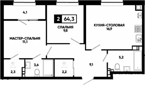 Планировка: 3Е-к.кв