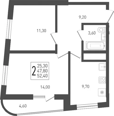 Планировка: 2-к.кв