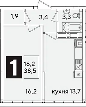 Планировка 1-к.кв