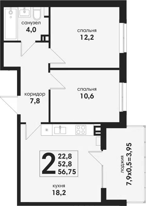 Планировка 3Е-к.кв