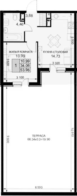 Планировка 1-к.кв