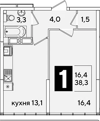 Планировка 1-к.кв